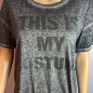 NWT costume graphic tee semi sheer charcoal Spooky Halloween graveyard tombstone